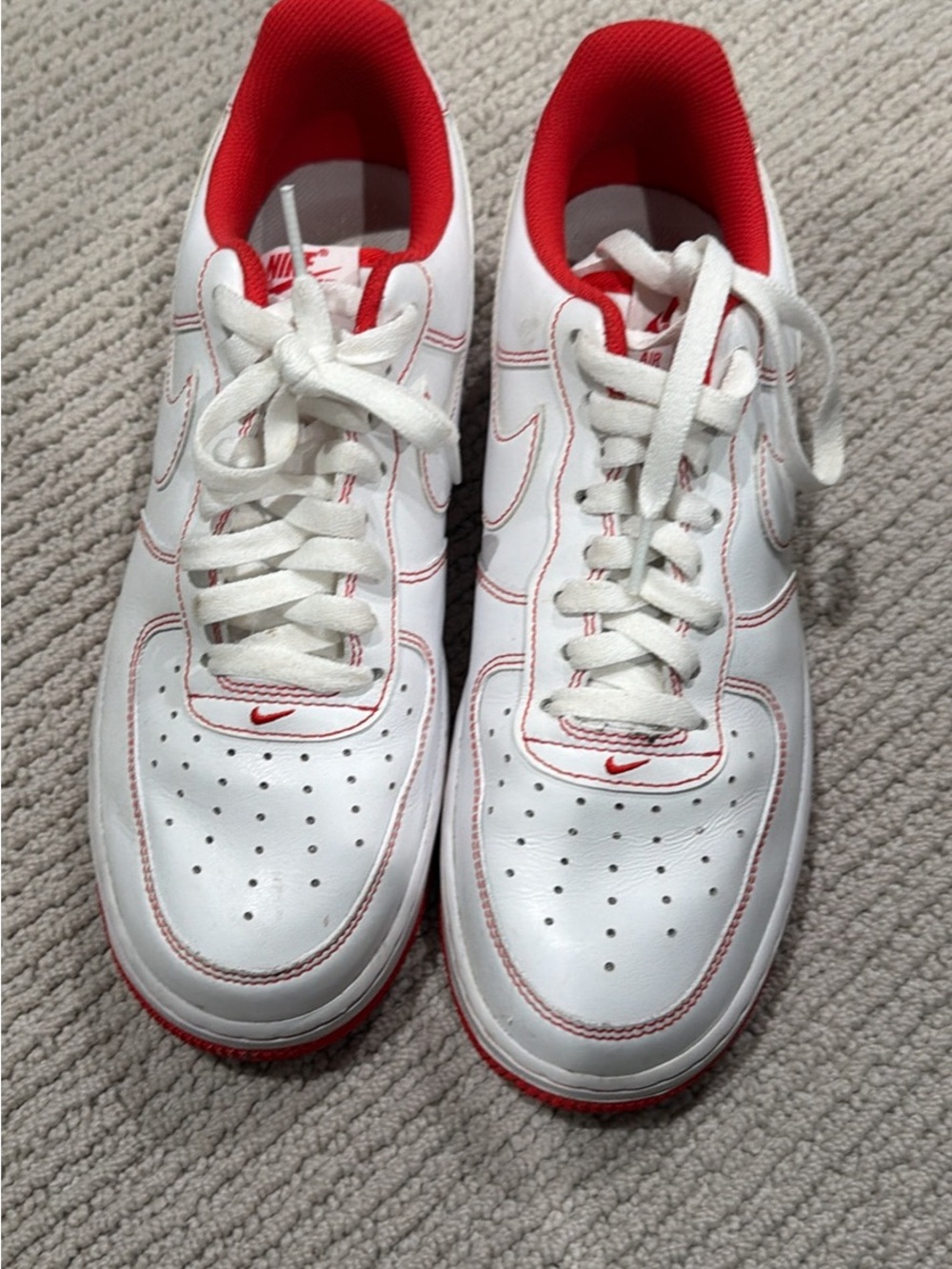 Nike White & Red Air Force 1 Sneakers